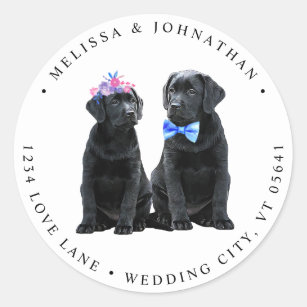 Labrador Retriever Black Lab Wedding Address Label