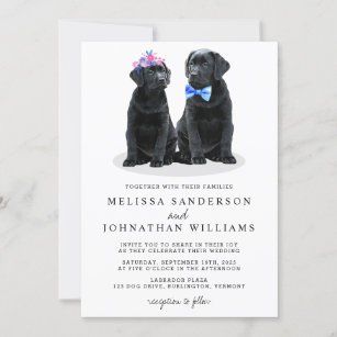 Labrador Retriever Black Lab Wedding Invitation