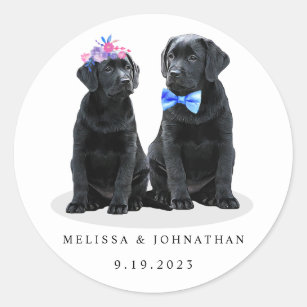 Labrador Retriever Black Lab Wedding Invitation Classic Round Sticker