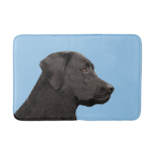Labrador Retriever Black Painting Original Dog Art Bath Mat