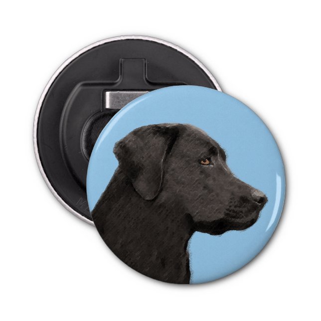 Labrador Retriever Black Painting Original Dog Art Bottle Opener (Front)
