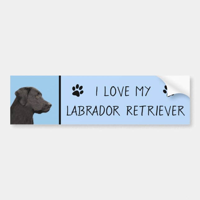Labrador Retriever Black Painting Original Dog Art Bumper Sticker (Front)