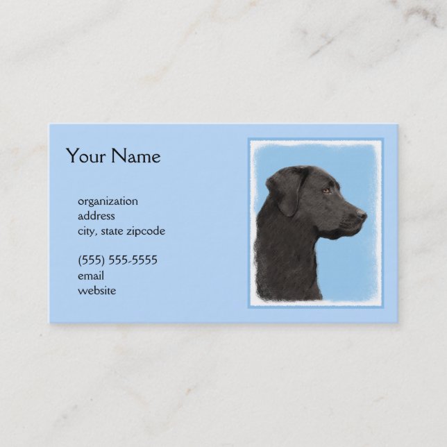 Labrador Retriever Black Painting Original Dog Art Business Card (Front)