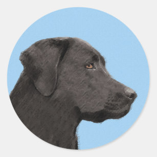 Labrador Retriever Black Painting Original Dog Art Classic Round Sticker