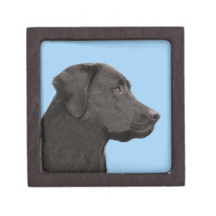 Labrador Retriever Black Painting Original Dog Art Gift Box