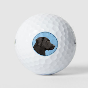 Labrador Retriever Black Painting Original Dog Art Golf Balls
