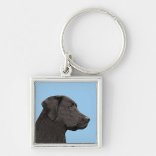 Labrador Retriever Black Painting Original Dog Art Key Ring