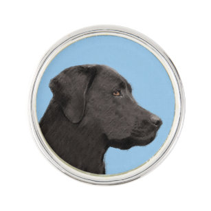 Labrador Retriever Black Painting Original Dog Art Lapel Pin