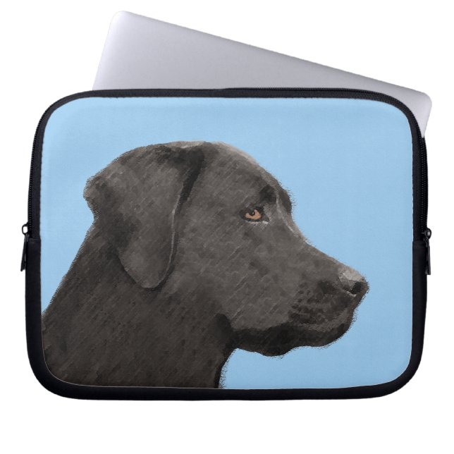 Labrador Retriever Black Painting Original Dog Art Laptop Sleeve (Front)