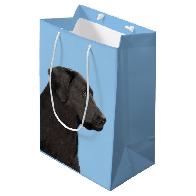 Labrador Retriever Black Painting Original Dog Art Medium Gift Bag (Front Angled)