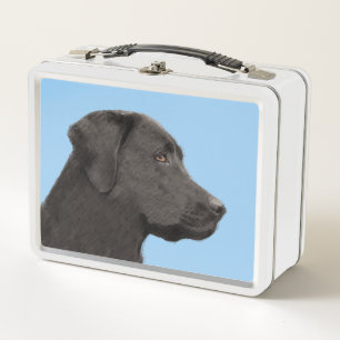 Labrador Retriever Black Painting Original Dog Art Metal Lunch Box