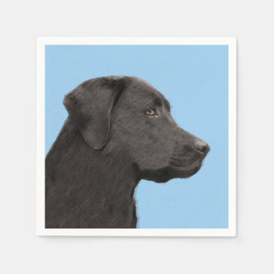 Labrador Retriever Black Painting Original Dog Art Napkin