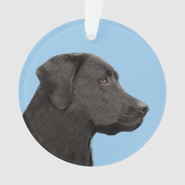 Labrador Retriever Black Painting Original Dog Art Ornament (Front)
