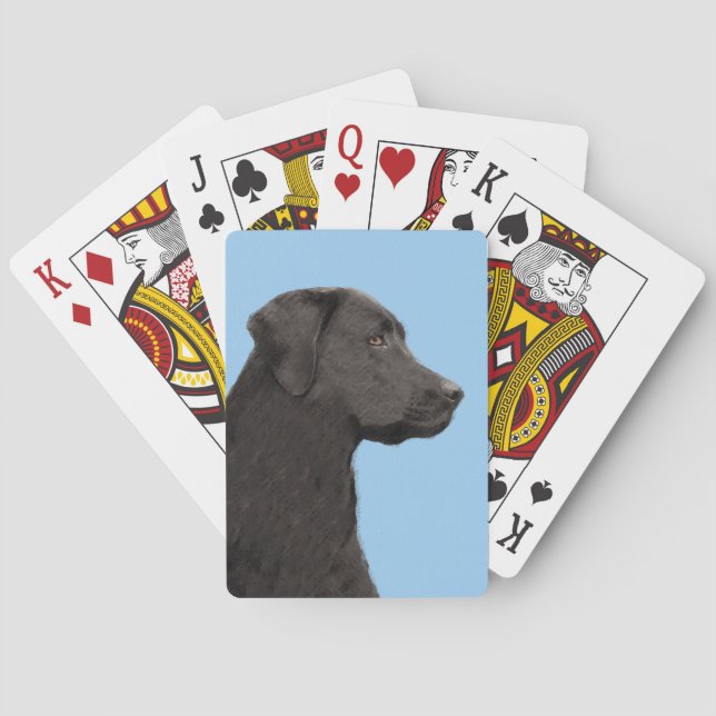 Labrador Retriever Black Painting Original Dog Art Playing Cards (Back)