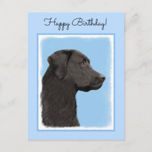 Labrador Retriever Black Painting Original Dog Art Postcard