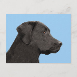 Labrador Retriever Black Painting Original Dog Art Postcard