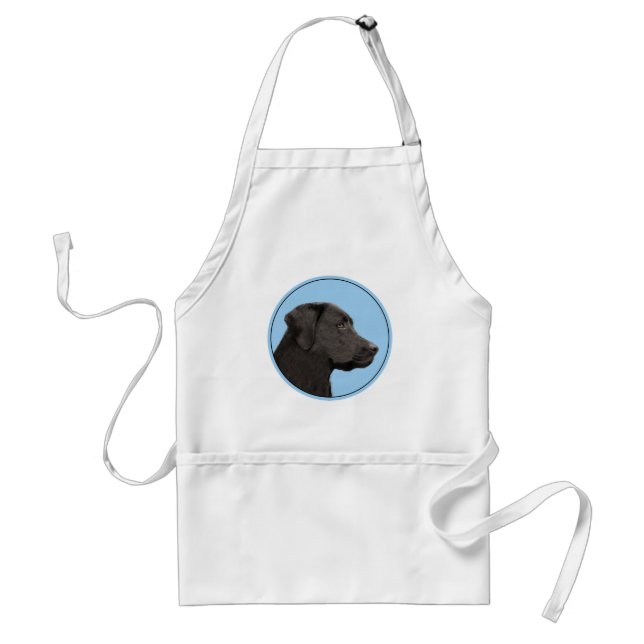 Labrador Retriever Black Painting Original Dog Art Standard Apron (Front)