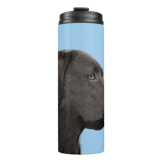 Labrador Retriever Black Painting Original Dog Art Thermal Tumbler (Front)