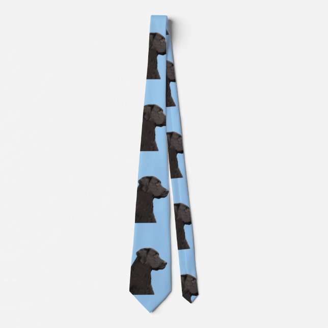 Labrador Retriever Black Painting Original Dog Art Tie (Front)