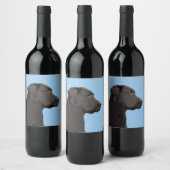 Labrador Retriever Black Painting Original Dog Art Wine Label (Bottles)