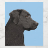Labrador Retriever Black Painting Original Dog Art Wine Label (Single Label)