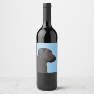Labrador Retriever Black Painting Original Dog Art Wine Label