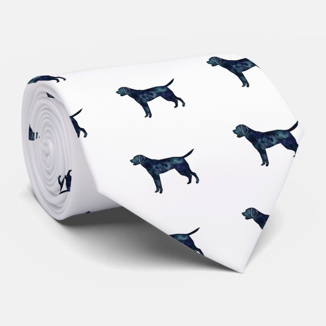 Labrador Retriever Black Watercolor Silhouette Tie (Rolled)