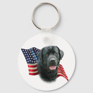 Labrador Retriever (blk) Flag Key Ring