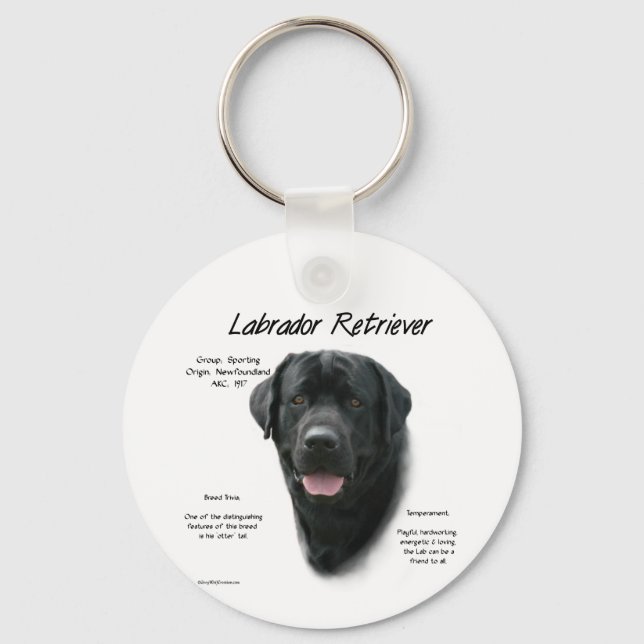 Labrador Retriever (blk) History Design Key Ring (Front)