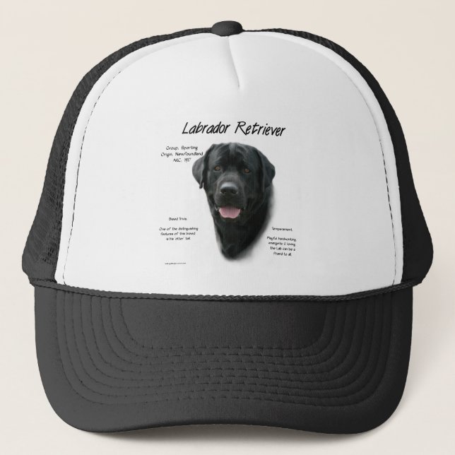 Labrador Retriever (blk) History Design Trucker Hat (Front)