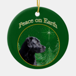 Labrador Retriever (blk) Peace Ceramic Tree Decoration