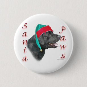 Labrador Retriever (blk) Santa Paws 6 Cm Round Badge