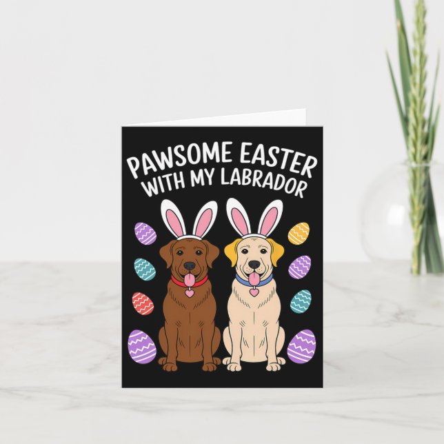 Labrador Retriever Bunny Springs Eggs Easter Lab D Card (Front)
