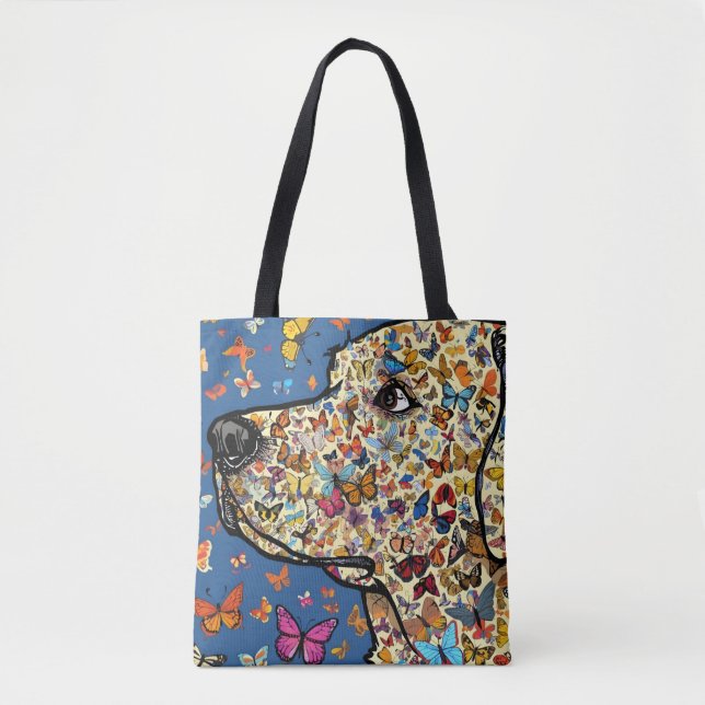 Labrador Retriever Butterfly Dog Art | Yellow Lab Tote Bag (Front)