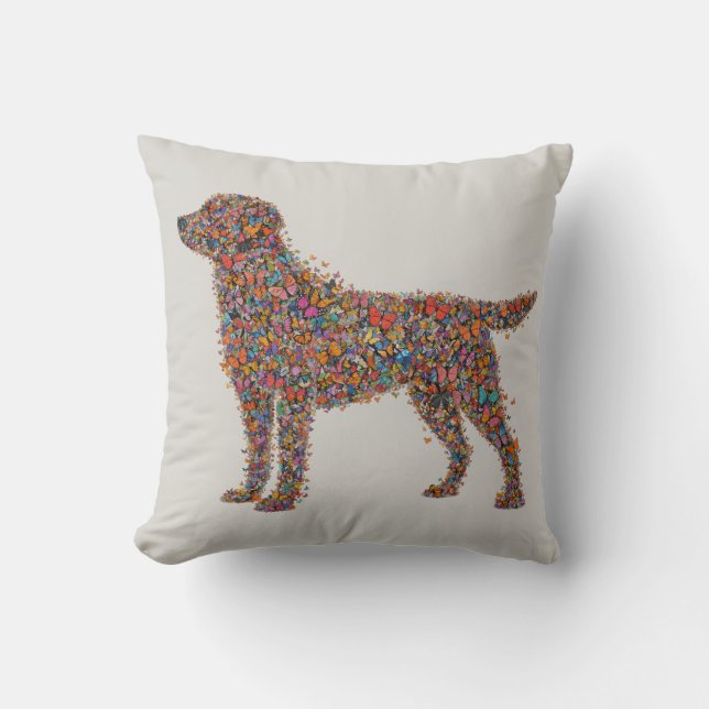 Labrador Retriever Butterfly Silhouette Dog Lover Cushion (Front)