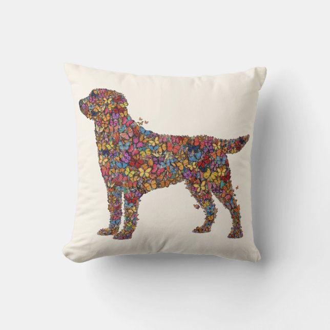 Labrador Retriever Butterfly Silhouette | Dog Mama Cushion (Front)
