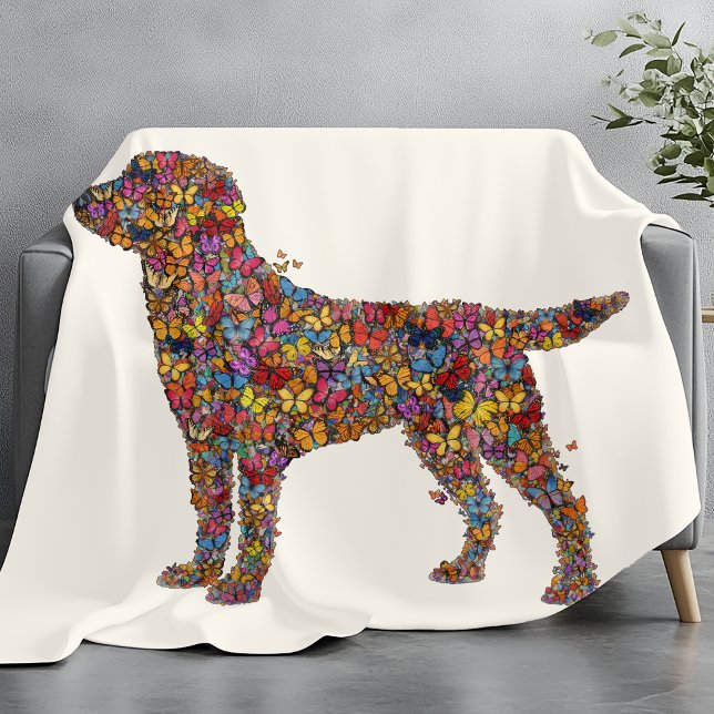 Labrador Retriever Butterfly Silhouette | Dog Mama Fleece Blanket (Creator Uploaded)