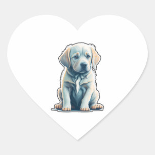 Labrador Retriever Calm Puppy   Heart Sticker