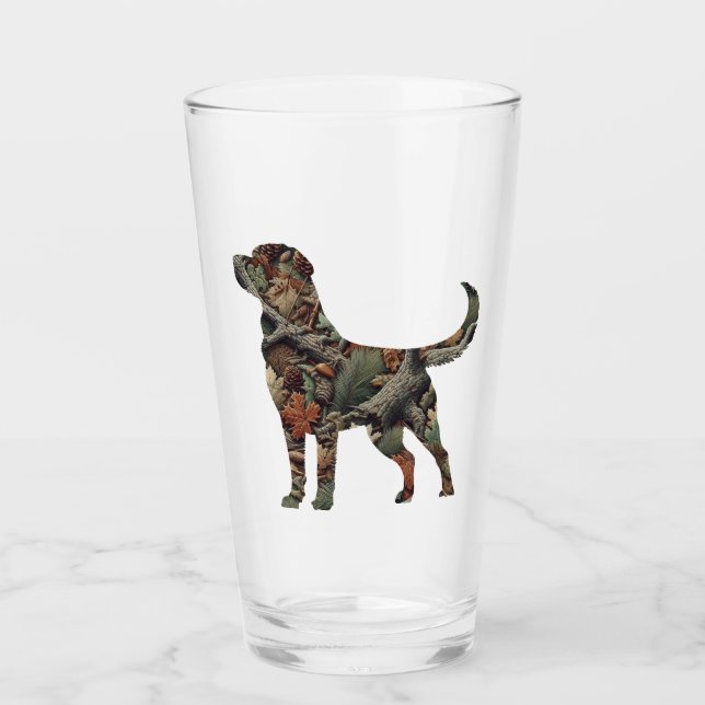 Labrador Retriever Camouflage Drinking Glass (Front)