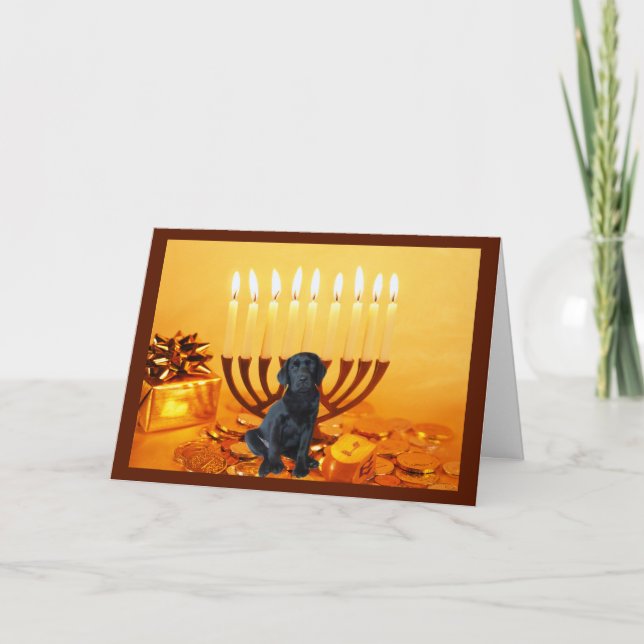 Labrador Retriever  Chanukah Card Menorah (Front)