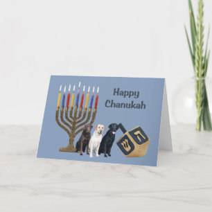 Labrador Retriever  Chanukah Card Menorah Dreidel