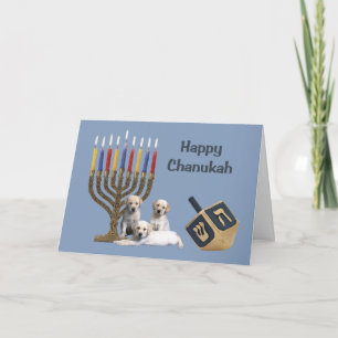 Labrador Retriever  Chanukah Card Menorah Dreidel