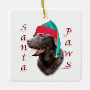 Labrador Retriever (choc) Santa Paws Ceramic Ornament