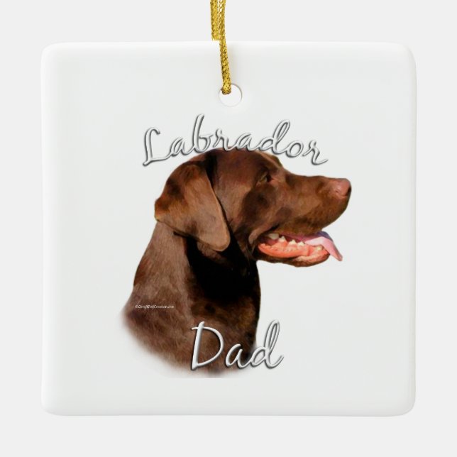 Labrador Retriever (chocolate) Dad 2 Ceramic Ornament (Front)