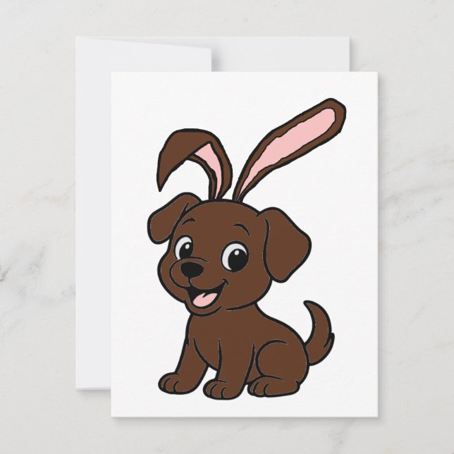 Labrador Retriever Chocolate Easter Cartoon Card (Front)