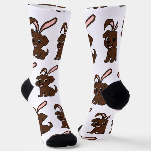 Labrador Retriever Chocolate Easter Cartoon Socks