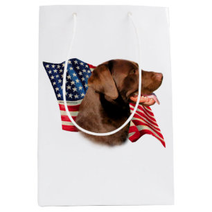 Labrador Retriever (chocolate) Flag Medium Gift Bag