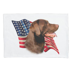 Labrador Retriever (chocolate) Flag Pillowcase