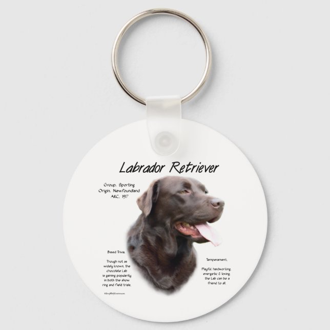 Labrador Retriever (chocolate) History Design Key Ring (Front)