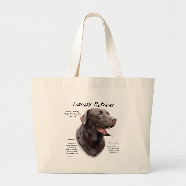 Labrador Retriever (chocolate) History Design Large Tote Bag (Front)